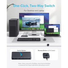 Load image into Gallery viewer, Anker USB 3.0 HDMI KVM Switch, 5 USB 3.0 Ports, Supports 4K@60Hz, Magnetic Remote Button for One-Click Switch Between Laptop and Desktop, Works with Dell, MacBook, iPad, and More (Cables Included)
