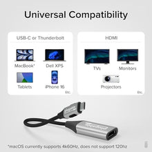 Load image into Gallery viewer, Plugable USB C to HDMI Adapter, HDMI 2.1, 8K 60Hz or 4K 144Hz, USB4 / Thunderbolt Compatible with XPS, iPhone 15, iPad Pro, MacBook Pro, Mac Resolution up to 4K 60Hz (USBC-HDMI8K)
