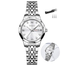 Load image into Gallery viewer, Taxau Silver Watch for Women, Womens Waterproof Watch Luxury Dress Ladies Watches for Small Wrists Analog Quartz Stainless Steel Women s Watches Day Date Diamond Female Watch Fashion reloj de Mujer
