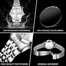 Load image into Gallery viewer, Taxau Womens Silver Watch Dress Waterproof Women Watches for Small Wrists Analog Quartz Stainless Steel Luxury Diamond Ladies Wrist Watches with Date-Day, Large Arabic Numerals Reloj Mujer
