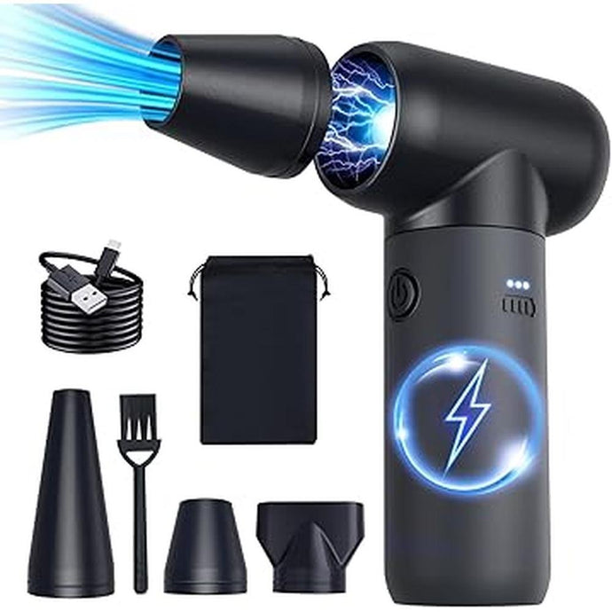 Compressed Air Duster,180000RPM Jet Dryer Blower,3 Gear Electric Portable Air Duster,No Canned Air Duster-Replace Compressed Air Can,Jet Fan for Car Dry,Keyboard Computer Cleaning,Air Bed,Hair Dry
