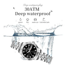 Load image into Gallery viewer, Taxau Women Waterproof Watches Silver Watch for Ladies Black Face with Deployment Clasp Date Day Large Roman Number, Water Resistant Stainless Steel Diamond Wrist Watch for Woman reloj para Mujer

