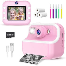 Load image into Gallery viewer, Kids Camera Instant Print, Christmas Birthday Gifts for Kids 3-12, 1080P Instant Print Camera for Kids, Toddler Camera Toy for 4 5 6 7 8 9 10 Year Old Girls Boys with 3 Rolls Paper and 32GB Card-Pink
