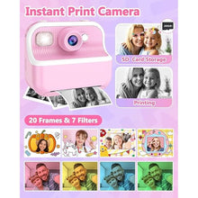 Load image into Gallery viewer, Kids Camera Instant Print, Christmas Birthday Gifts for Kids 3-12, 1080P Instant Print Camera for Kids, Toddler Camera Toy for 4 5 6 7 8 9 10 Year Old Girls Boys with 3 Rolls Paper and 32GB Card-Pink
