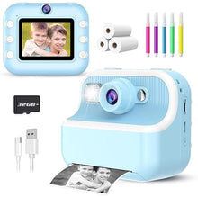 Load image into Gallery viewer, Kids Camera Instant Print, Christmas Birthday Gifts for Kids Age 3-12, HD Camera for Kids with Printing Photo Paper, Portable Toy for 4 5 6 7 8 9 10 Year Old Girl with 32GB SD Card-Blue
