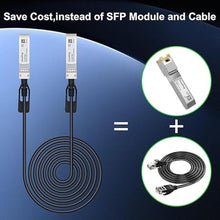 Load image into Gallery viewer, 10G SFP+ Twinax Cable, Direct Attach Copper(DAC) Passive Cable, 3m (9.84ft),Compatible with Cisco,Mikrotik, Intel, Fortinet, Netgear, D-Link, Supermicro, TP-Link
