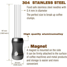 Load image into Gallery viewer, Magnetic Espresso Distribution Tool - Flick WDT Tool with 8x0.4mm Stainless Steel Needles &amp; 3 Extra Replacements, Precision Espresso Distributor for Baristas (Black)
