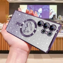 Load image into Gallery viewer, ZONRW for Samsung Galaxy S24 Ultra Case Magnetic,for Women Girl Soft Cute Luxury Love Heart Plating Bling Gradient Glitter Clear Phone Case Compatible with MagSafe Shockproof Back Cover 6.8”-Purple
