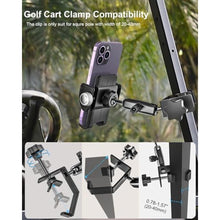 Load image into Gallery viewer, woleyi Golf Cart Phone Holder Clip- [Wider Clamp &amp; Metal Arm] 360 Adjustable Phone Mount for EZGO/Club Car/Yamaha, Compatible with iPhone Air 17 Pro Max 16 15 14 13 12 Plus, S25, 4.7 to 7" Smartphone
