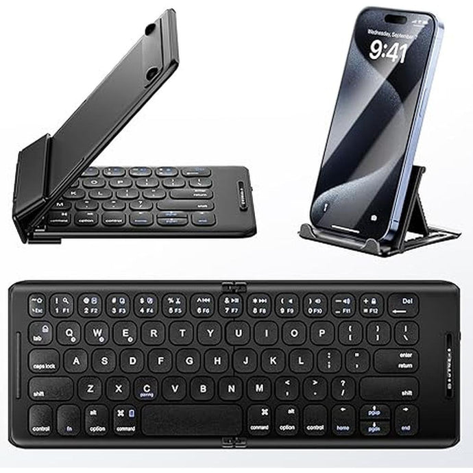 Foldable Bluetooth Keyboard,Portable Pocket Wireless Folding Keyboard, Rechargeable Full Size Ultra Slim Travel Keyboard for iOS, Android, Windows Tablet & Laptop,B097