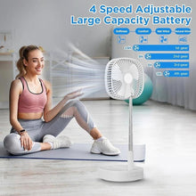 Load image into Gallery viewer, Magesh Portable Oscillating Pedestal Fan?Remote, 120° Rotation, 3-In-1 Foldaway/Standing/Desk Fan, Anti-Slip 7200Mah Rechargeable, Telescopic 4 Speed Quiet Timer Fan Home Outdoor Travel (Gray)
