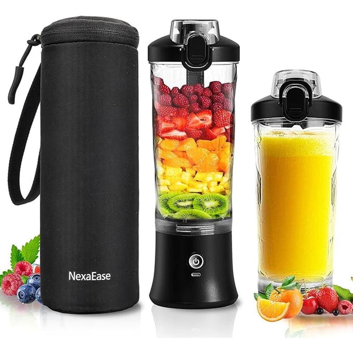 Portable Blender Personal Juicer for Shakes and Smoothies - 20 OZ Electric Protein Shaker Bottle with Insulated Sleeve, Travel Lid, USB-C Rechargeable - Mini Small Blender Cup for Kitchen, Office, Gym