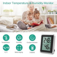Load image into Gallery viewer, LABO Muli-Functional Digital Thermometer Hygrometer Large Display Digital Hygrometer Black Silver
