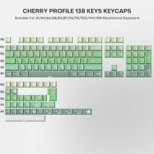 Load image into Gallery viewer, 138 Keys PBT Custom Gaming Gradient Keycaps Double Shot Cherry Profile for for US/ISO Layout 60% 65% 75% 95% Mechanical Keyboard(Green Light)
