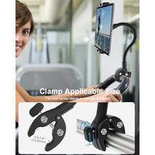 Load image into Gallery viewer, Gooseneck Tablet Holder for Wheelchair/Stroller/Golf Cart/Boat/Mic stand/Indoor Cycling Bike/Gym Bicycle Handlebar Clamp, Compatible with 4.7-13" iPad Pro/Air/Mini, iPhone, Galaxy, Fire HD, E-book
