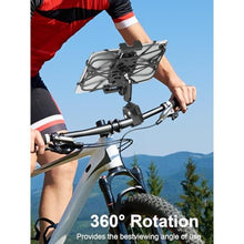 Load image into Gallery viewer, Aluminium Motorcycle Tablet Holder, Handlebar Strap Clamp - Bike Tablet Mount for Fitness Bike, Road Mountain Bicycle, Ebike Clip, for iPad Pro, Air, Mini, Galaxy Tab, Z Fold, iPhone, 4.7-13" Devices

