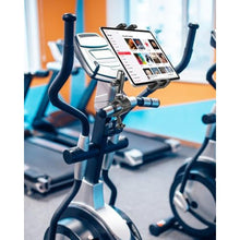 Load image into Gallery viewer, woleyi Tablet Holder for Treadmill/Peloton/Spin Bike/Exercise Bike/Pole Stroller/Stationary Indoor Bicycle/Elliptical/Gym Equipment, Compatible with 4.7-13" iPad Pro/Air/Mini/Galaxy Tab/Z Fold/E-Book
