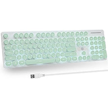 Load image into Gallery viewer, Typewriter Keyboard 104-key Punk Gaming Retro Keyboard LED White Backlit Cute Keyboard with Wired USB Suitable for PC/Win/Mac/Laptop Computer Keyboard?Green?
