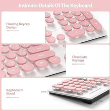 Load image into Gallery viewer, Typewriter Keyboard 104-key Punk Gaming Retro Keyboard LED White Backlit Cute with Wired USB Suitable for PC/Win/Mac/Laptop Computer Keyboard?Pink?
