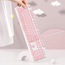 Load image into Gallery viewer, Typewriter Keyboard 104-key Punk Gaming Retro Keyboard LED White Backlit Cute with Wired USB Suitable for PC/Win/Mac/Laptop Computer Keyboard?Pink?
