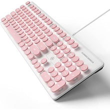 Load image into Gallery viewer, Typewriter Keyboard 104-key Punk Gaming Retro Keyboard LED White Backlit Cute with Wired USB Suitable for PC/Win/Mac/Laptop Computer Keyboard?Pink?
