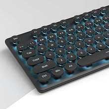 Load image into Gallery viewer, Typewriter Keyboard 104-key Punk Gaming Retro Keyboard LED Ice Blue Backlit Cute Keyboard with Wired USB Suitable for PC/Win/Mac/Laptop Computer Keyboard?Black?
