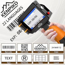 Load image into Gallery viewer, Handheld Inkjet Printer, 2024 Upgraded Handheld Printer Gun with 42ml Quick-Drying Ink Cartridge, Printing Height Up to 0.5 Inch Imprint Machine with 4.3 Inch Touch Screen for Barcode, Logo

