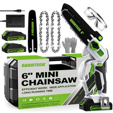 Load image into Gallery viewer, Gardtech Mini Chainsaw Cordless 6 Inch - Portable Electric Chainsaw Cordless Battery Powered, Handheld Small Chain Saw with 2-side Security Lock [Southpaws Friendly] for Wood Cutting, Pruning Branches
