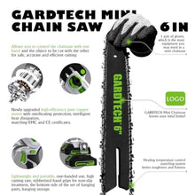 Load image into Gallery viewer, Gardtech Mini Chainsaw Cordless 6 Inch - Portable Electric Chainsaw Cordless Battery Powered, Handheld Small Chain Saw with 2-side Security Lock [Southpaws Friendly] for Wood Cutting, Pruning Branches
