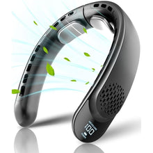 Load image into Gallery viewer, Bladeless Neck Fan, 4 Turbo Portable Neck Fan, 4000 mAh Battery Operated, USB Rechargeable Personal Fan, 3 Speeds, 360° Cooling Airflow, LED Display, Wearable Fan for Home, Office, Travel
