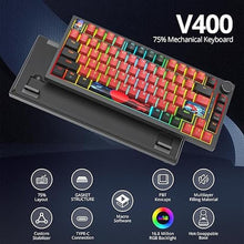 Load image into Gallery viewer, 75% TKL Wired Mechanical Keyboard,RGB Backlit Gasket Mount 82 Key Hot Swappable Custom Linear Red Switch Gaming Keyboard with Volume Knob &amp; PBT Keycaps (82 Black Red)
