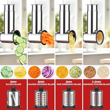 Load image into Gallery viewer, Stainless Steel Slicer Shredder Attachment for Kitchenaid Stand Mixer, Cheese Grater, Salad Maker Accessories for Kitchenaid Mixer, Grinding Powder with 4 Blades by Focollk

