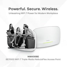 Load image into Gallery viewer, Zyxel WiFi 7 BE11000 Wireless MultiGig Pro Access Point | 2 x 2.5Gb Ethernet | Tri-Band Operation | Mesh and PTP Bridge | Cloud, App, Direct or Controller Management | POE+ | NWA130BE
