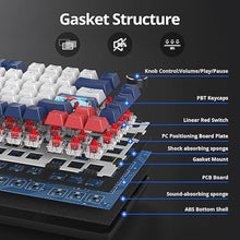 Load image into Gallery viewer, 75% TKL Wired Mechanical Keyboard,RGB Backlit Gasket Mount 82 Key Hot Swappable Custom Linear Red Switch Gaming Keyboard with Volume Knob &amp; PBT Keycaps (82 White Earth)
