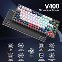 Load image into Gallery viewer, 75% TKL Wired Mechanical Keyboard,RGB Backlit Gasket Mount 82 Key Hot Swappable Custom Linear Red Switch Gaming Keyboard with Volume Knob &amp; PBT Keycaps (82 White Earth)
