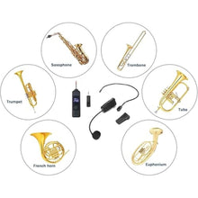 Load image into Gallery viewer, MICVISTA Wireless Saxophone Microphone System, Clip on Instrument Microphone Suitable for Saxophones and Speakers, Multi-Purpose Microphone, Wireless Receiver and Transmitter, 180 Foot Range
