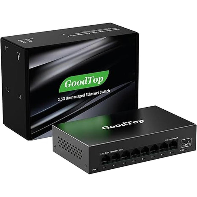 8 Port 2.5Gb Unmanaged Ethernet Switch with 10G SFP+,60Gbps Switching Capacity,Metal Fanless Multi-Gigabit Home Lab Setup Network Switch