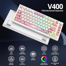 Load image into Gallery viewer, 75% TKL Wired Mechanical Keyboard,RGB Backlit Gasket Mount 82 Key Hot Swappable Custom Linear Red Switch Gaming Keyboard with Volume Knob &amp; PBT Keycaps (Pink)
