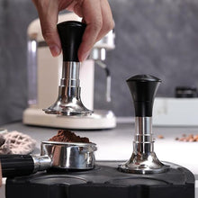 Load image into Gallery viewer, 54mm Espresso Tamper with Calibrated Spring Loaded for Breville -?24lb~35lbs Self-Adjustable with Sound Feedback?- Self Leveling Stainless Steel Ripple Base - Black
