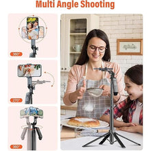 Load image into Gallery viewer, Selfie Stick Phone Tripod - 71 inch Tall Cell Phone Holder with Detachable Wireless Remote and 2 LED Lights for Recording, Video and Picture, Phone Stand for iPhone, Android, Camera &amp; Gopro
