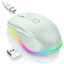 Load image into Gallery viewer, PEIOUS Wireless Mouse Jiggler - LED Wireless Mice with Build-in Mouse Mover, Rechargeable Moving Mouse for Laptop with Undetectable Random Movement Keeps Computers Awake-Light Green

