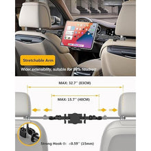 Load image into Gallery viewer, Car Headrest Tablet Holder, Car Back Seat Tablet Mount Kids [Stretchable &amp; Ultra-Stable] Between Seats Tablet Stand for Switch, iPad Pro Air Mini, Lenovo, iPhone, 4-12.9" Tablets &amp; Phones
