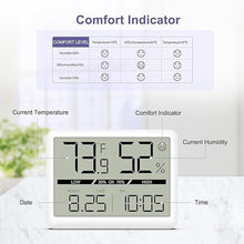 Load image into Gallery viewer, Indoor Thermometer Hygrometer, Digital Thermometer Hygrometer with Large LCD Screen, Room Thermometer with Clock, Date, Air Comfort Indicator, Accurate Humidity Meter for Living Room, Office
