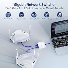 Load image into Gallery viewer, Binardat Gigabit Network Switcher, Passive Ethernet Selector, in/Out to A or B Network, Bidirectional Manual Switcher, No Power Required (White)
