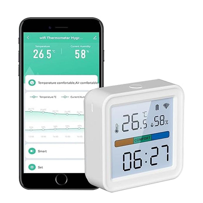 WiFi Thermometer Hygrometer: Smart Temperature Humidity Monitor with App Notification Alert, Free Data Storage Export, Accurate with Calibration, Backlight, Air Comfort Indicator, Battery Included