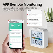 Load image into Gallery viewer, WiFi Thermometer Hygrometer: Smart Temperature Humidity Monitor with App Notification Alert, Free Data Storage Export, Accurate with Calibration, Backlight, Air Comfort Indicator, Battery Included
