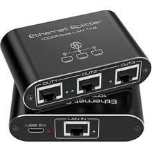 Load image into Gallery viewer, Ethernet Splitter 1 to 3 1000Mbps Network Splitter Supports Simultaneous Networking of 3 Devices Works with Cat5/5e/6/7/8 Cable

