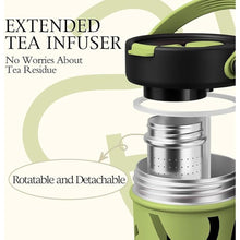 Load image into Gallery viewer, GOOM 20 oz Spill Proof Tumbler with Lid and Straw, Top Handle, Extended Tea Infuser, 6-Layer Insulation 18/10 Stainless Steel, Christmas Gifts for Mom Women Man Her, Teacher Gifts - Green
