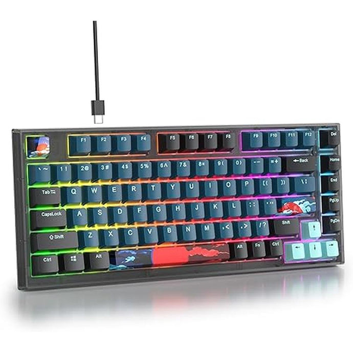 75% Percent Keyboard Programmable,82 Keys Wired Hot-swappable RGB Mechanical Gaming Keyboard Gasket Mount with White Switches for Mac/Win (75% Monster)