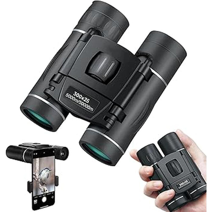 300x25 Binoculars for Adults and Kids, High Powered Mini Pocket Binoculars with Phone Adapter, Waterproof Compact Binoculars for Bird Watching, Hunting, Concert, Theater, Opera, Traveling, Sightseeing